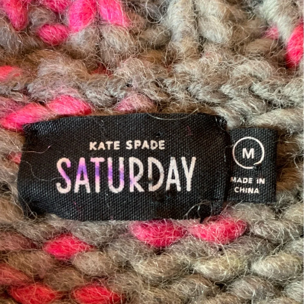 Kate Spade women’s sweater wool blend pink gray size medium runs small boxy cozy